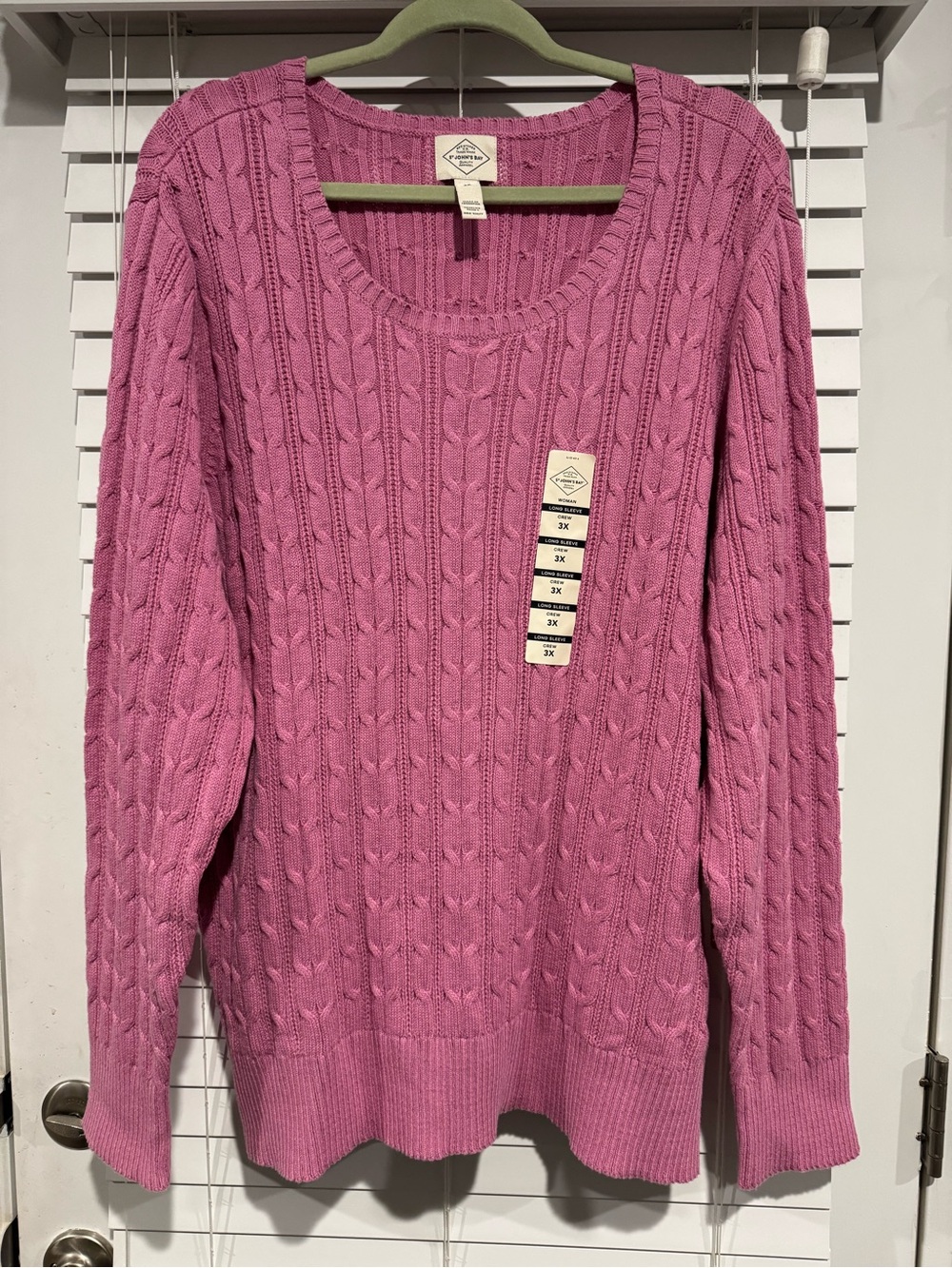 St. John’s Bay Pink Cable Knit Sweater 3X Cozy Long Sleeve Pullover